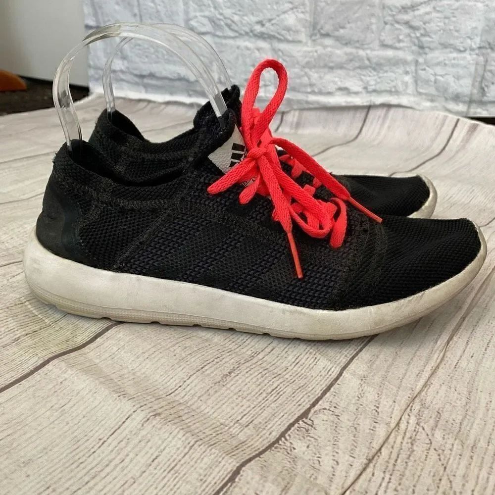 Adidas running mesh sock athletic shoes black sz 8 women